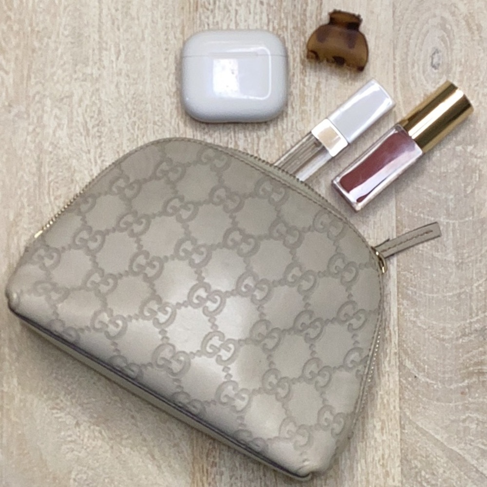 Authentic GUCCI Guccissima GG Leather Makeup Cosmetics Pouch